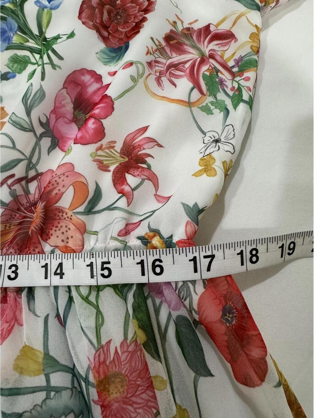 NWT Gibson Latimer Floral High Neck Ruffle Midi Dress Large White Spring Wedding - Picture 7 of 9